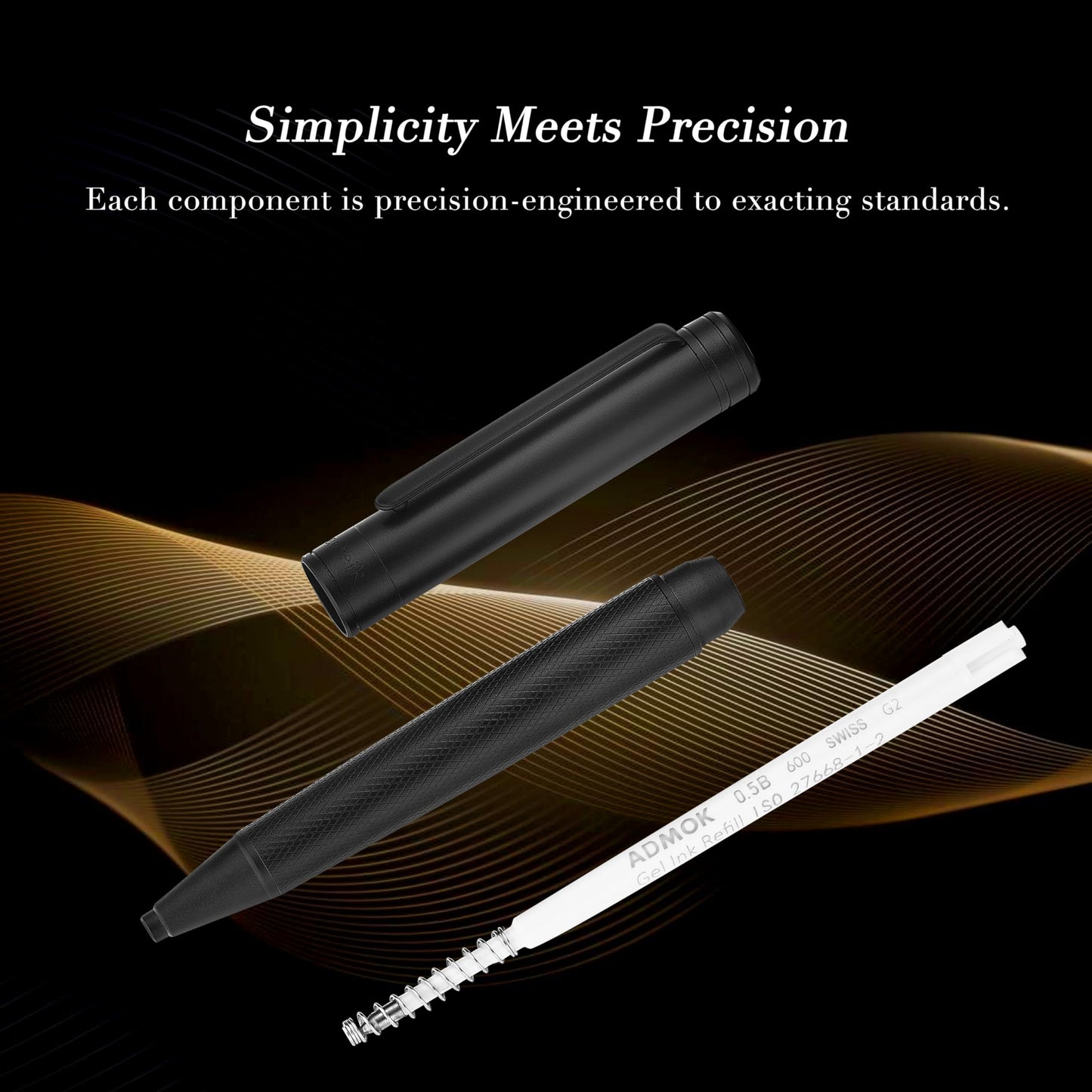 MCNTEIK Matte Black Forest Gel Pen, Exquisite Surface Texture Design, Black Ink Refill, Fancy Gift Set for Men & Women, Retractable, Business Signature, Executive, Unique, Office, Nice Designer Pens