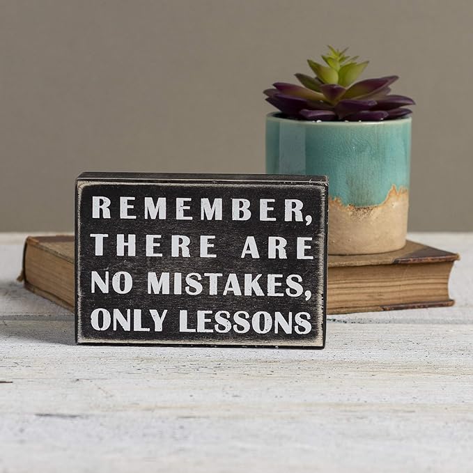Primitives by Kathy 17399 Classic Box Sign, 6 x 4-Inches, No Mistakes