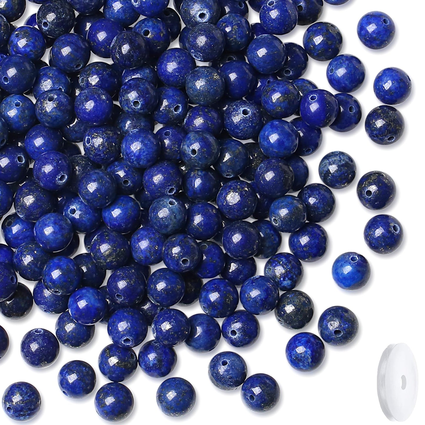 NUKAYAI Lapis Lazuli Beads 100Pcs 8mm Blue Beads Loose DIY Round Stone Bead for Bracelet Necklace Earrings Making