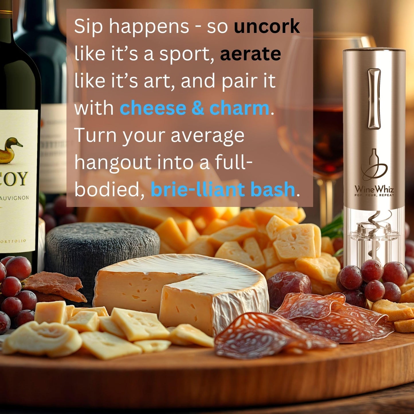 Electric Wine Opener Set with Base and Accessories (Rechargeable Stainless Steel Corkscrew, Dispenser, Foil Cutter Tool, Stopper) | Lovers Gift for Housewarming, Birthday, Registry
