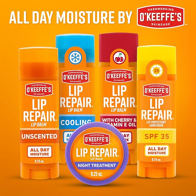 O'Keeffe's Lip Repair Unscented Lip Balm for Dry, Cracked Lips - Stick (6 Pack) - Moisturizer for Very Dry Lips