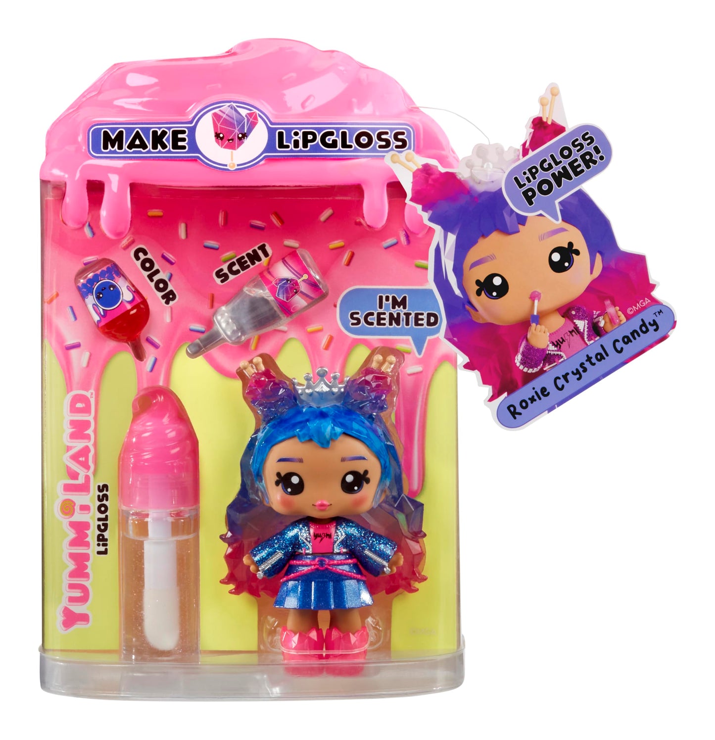 Yummiland Lip Gloss Doll - Roxie Crystal Candy, with DIY Lip Gloss Kit, Ages 4+