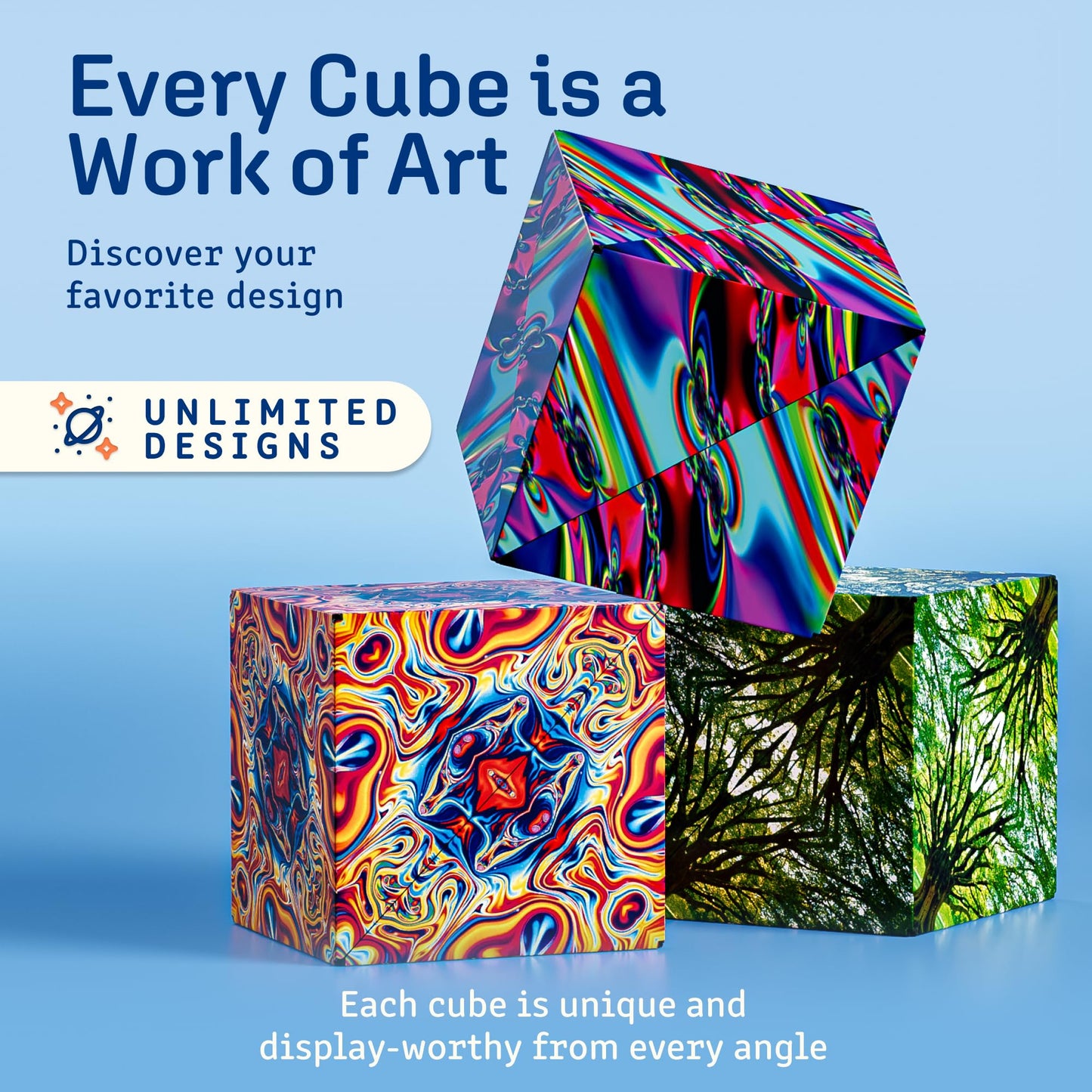 Shashibo Shape Shifting Box - Award-Winning STEM Fidget Toy with Ultra Strong Magnets - Puzzle Cube Transforms Into 100+ Shapes, Perfect Sensory Gift for Kids, Teens, and Adults (Spaced Out)