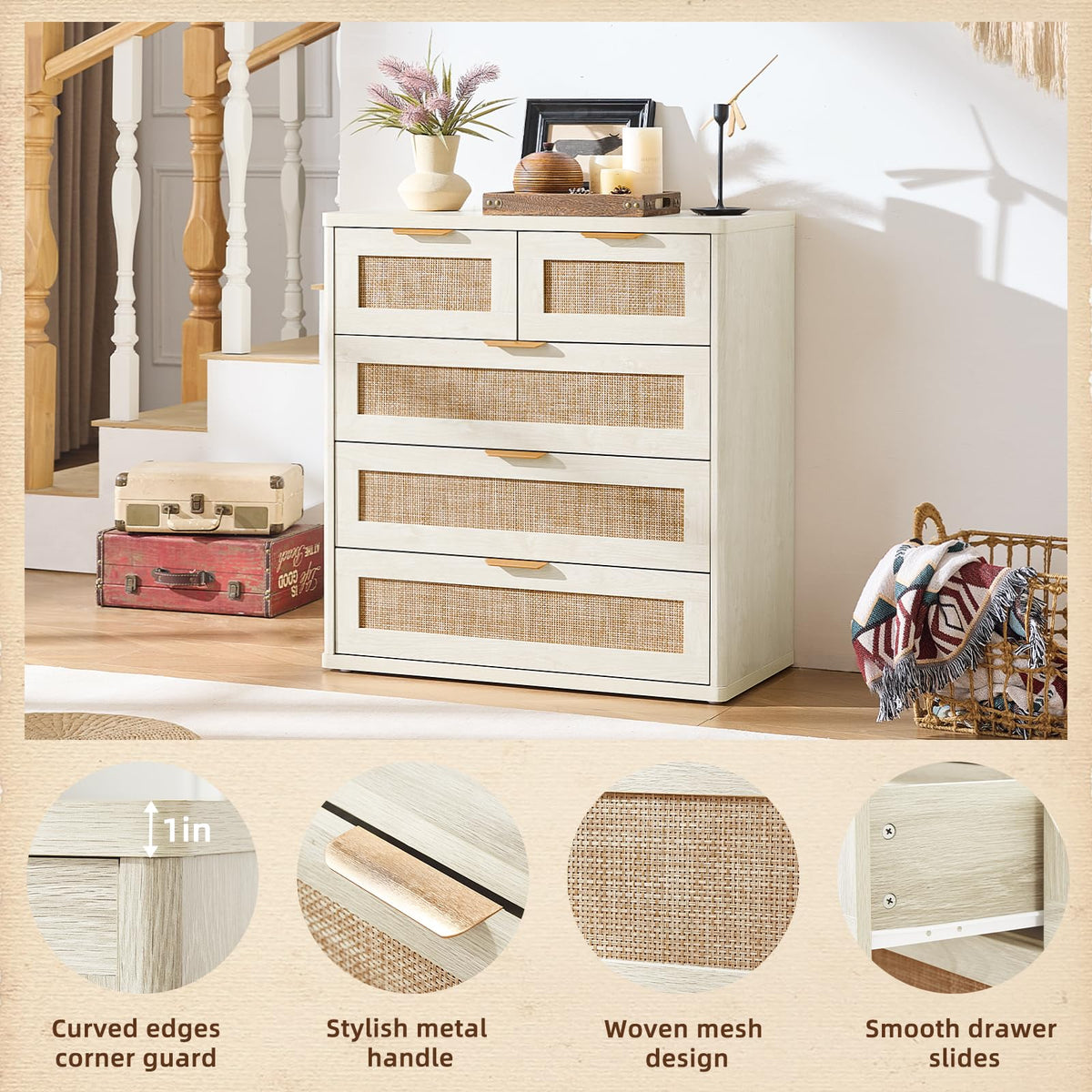 Rattan Dresser Set 2 for Bedroom