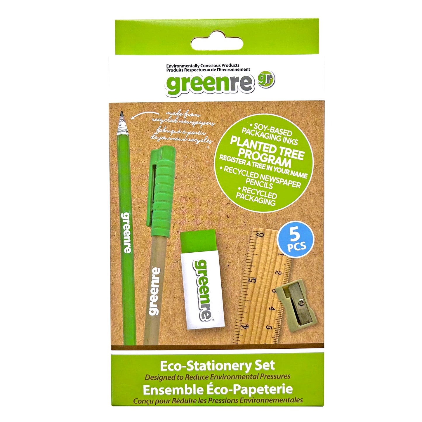 greenre™ Fox Eco-Spiral Notebook Bundle Eco-Writing Stationary Set Eco-HB #2 Recycled Newspaper Pencils- Back to School Under Tree Planting Program