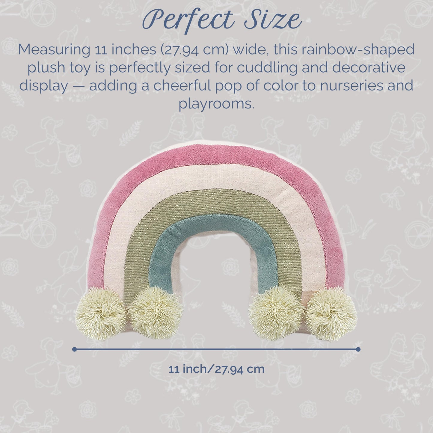 MON AMI Stuffed Rainbow Shaped Plush Toy – 11”, Decorative Plush Toy for Nursery, Playroom Décor, Gift for Kids of All Ages