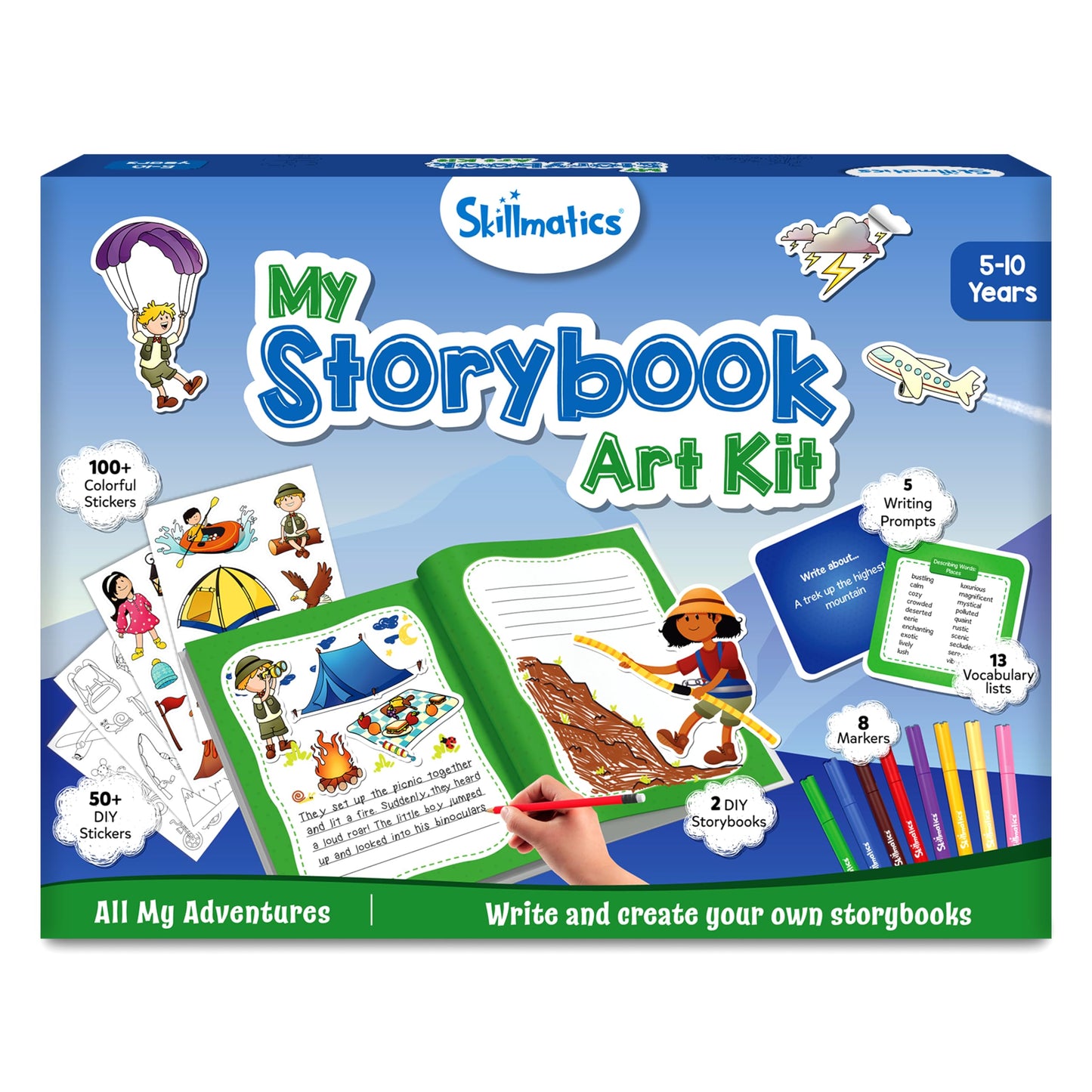 Skillmatics Storybook Art Kit - Create Adventure Stories, DIY Craft & Writing Kit with 300+ Stickers, Scrapbooking & Journal Activity, Screen-Free Fun, Gifts for Kids Ages 5, 6, 7, 8, 9, 10