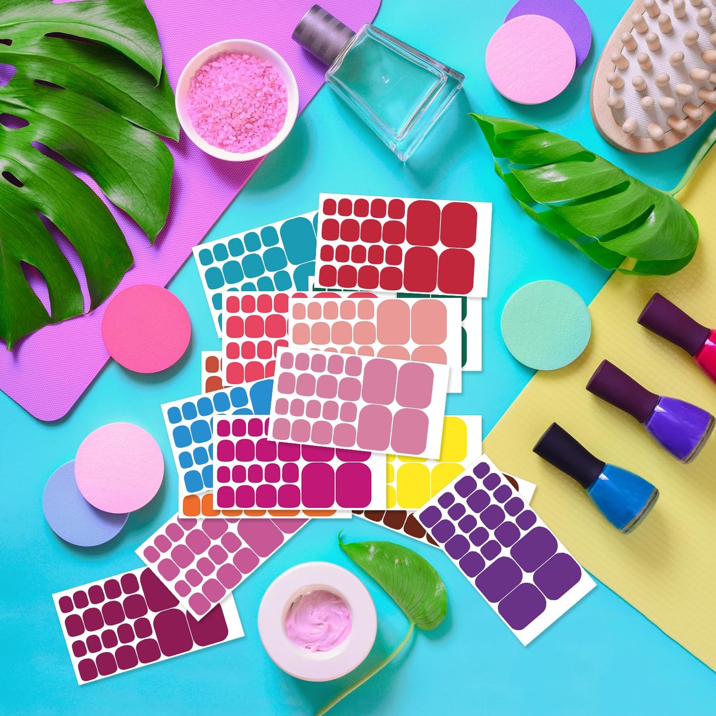 DANNEASY 20 Color Toenail Nail Stickers and Wraps - Full Nail Polish Strips with Adhesive, Gel Nail Polish, File and Cuticle Stick