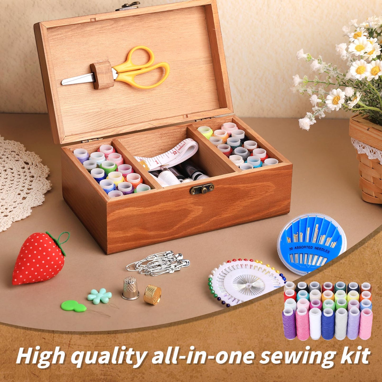 Basic Sewing Kit 196 Pcs Sewing Accessories and Supplies Sewing Repair Kits Hand Sewing Kit with StitchingThread Needle Pin Cushion Button for Travel, Camping, Home DIY