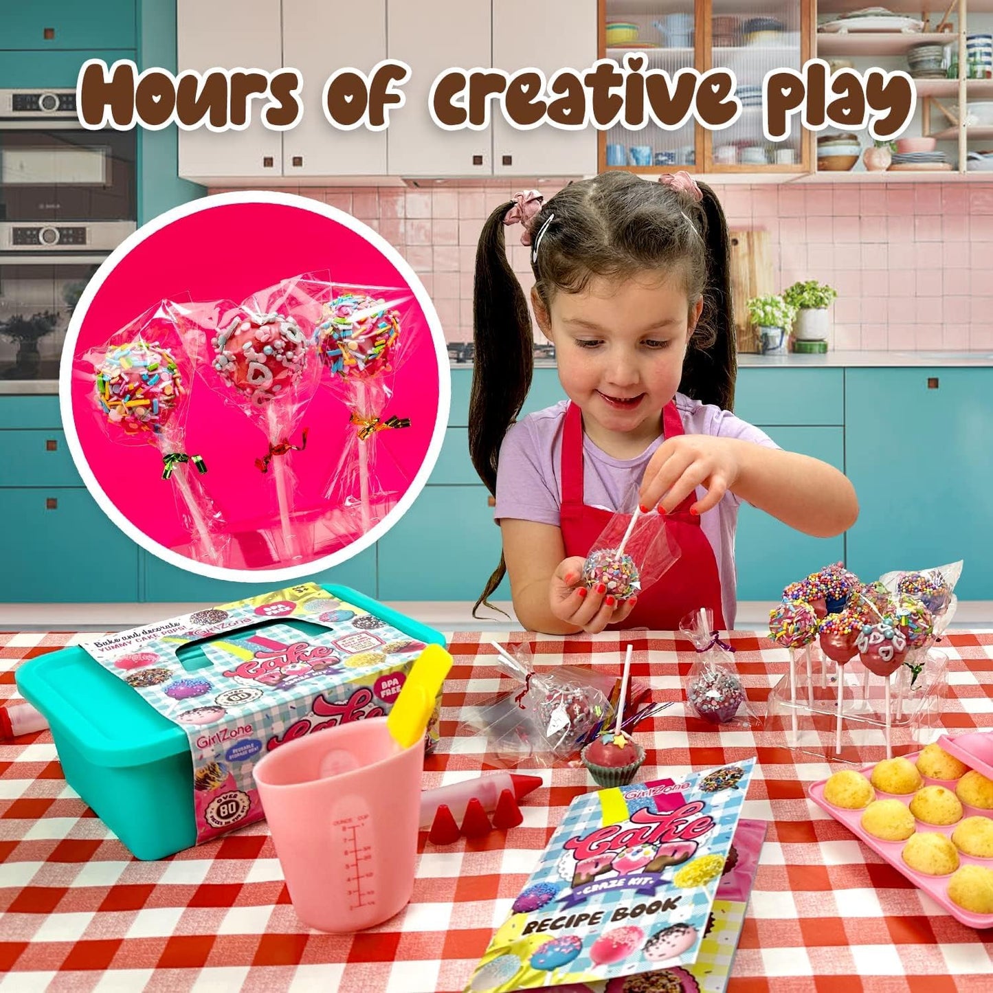 GirlZone Cake Pop Craze Kit, Baking Set for Kids Ages 10–12 with Cake Pop Mold, Stand, Gifting Bags & Decorating Pen, Fun Creative Kitchen Activity, Birthday Gift