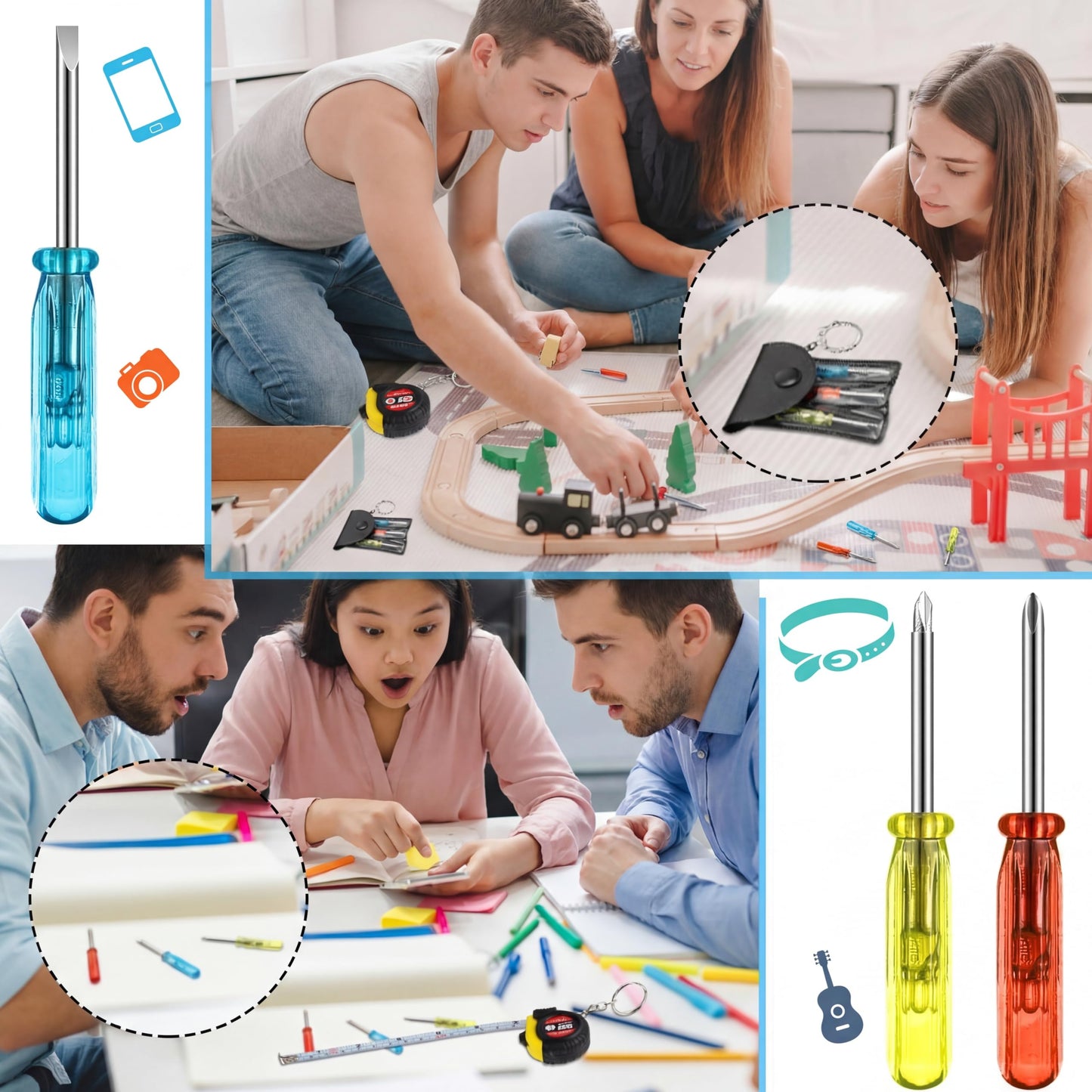 Jutom 108 Pcs Mini Construction Helmet Keychains Tape Screwdrivers Tool Adult Men Gifts Bulk for Easter Egg Stuffers Father's Day Construction Party Favors Gifts