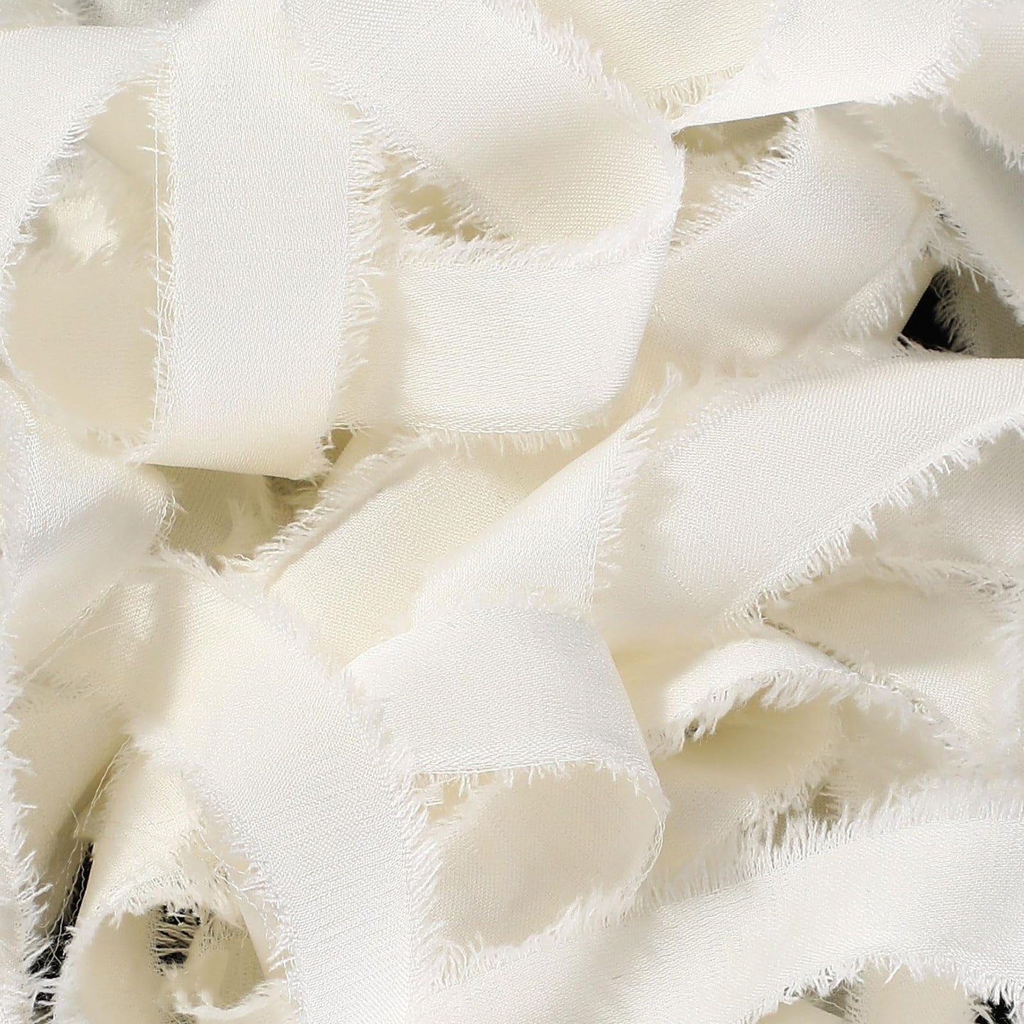 Mindsoft Frayed Chiffon Ribbon for Craft Silk Satin Ribbons 1/2-1/4 Inch x 20 Yard Handmade Fabric Strips with Wooden Spool for Valentines Day Wedding Gift Wrapping(Ivory)