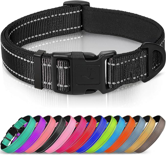 Joytale Reflective Dog Collar, Adjustable Neoprene Padded, Gray XL