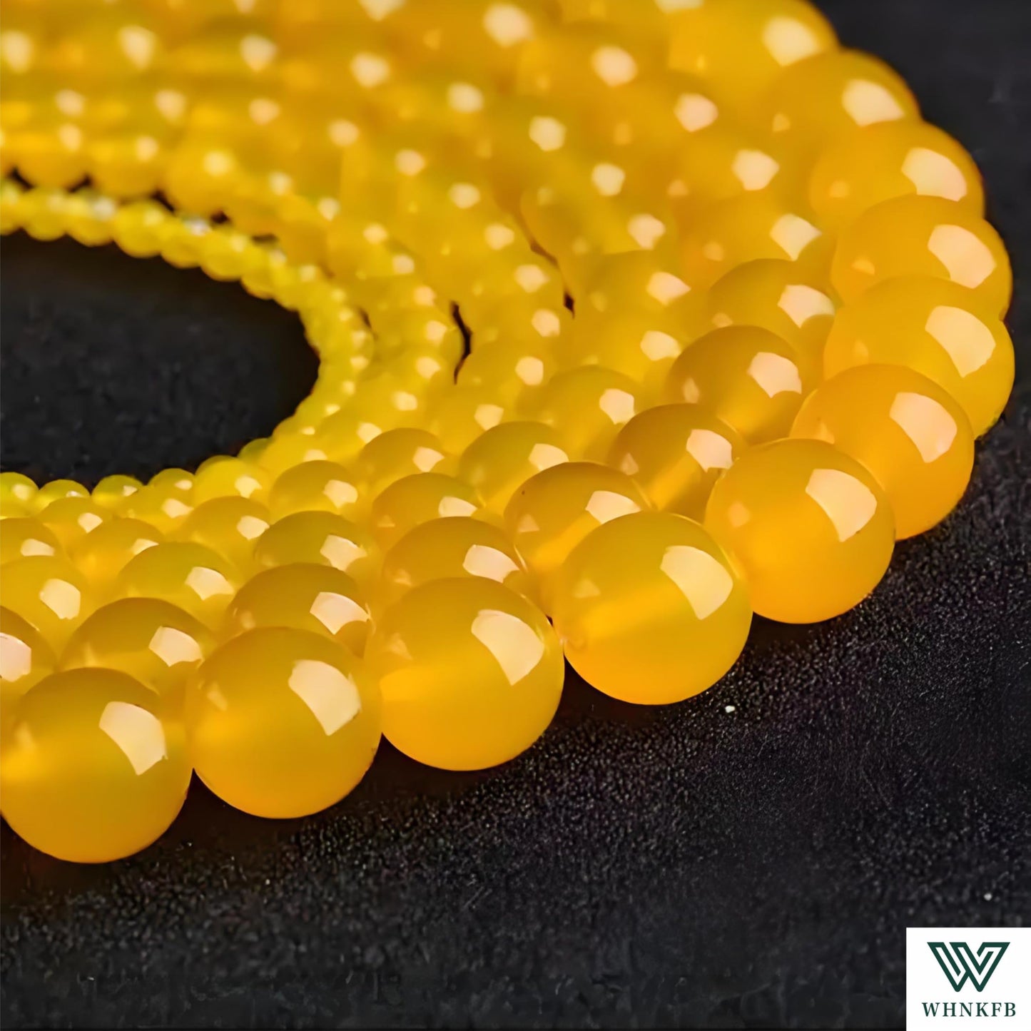 WHNKFB 10mm 50PCS Natural Yellow Agate Round Beads, Banded Loose Stone Beads for Jewelry Making Craft - 4mm 6mm 8mm 10mm Options with Free Elastic Cord