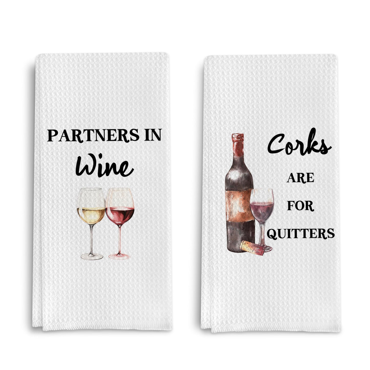 Qpenm Funny Wine Kitchen Towel Set, Decor Gifts for Women & Wine Lovers, Funny Tea Towels, 2 x 16x24 Inch