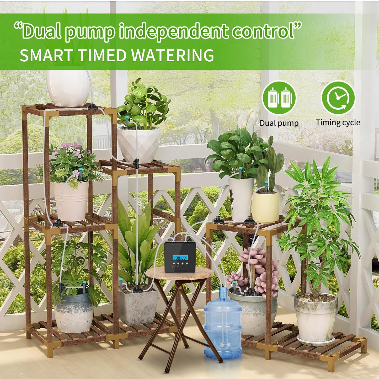 Automatic Watering System for Potted Plants | Indoor Plant Waterer with Programmable Timer, Dual Self-Priming Pumps, Drip Irrigation Kit for Up to 20 Plants