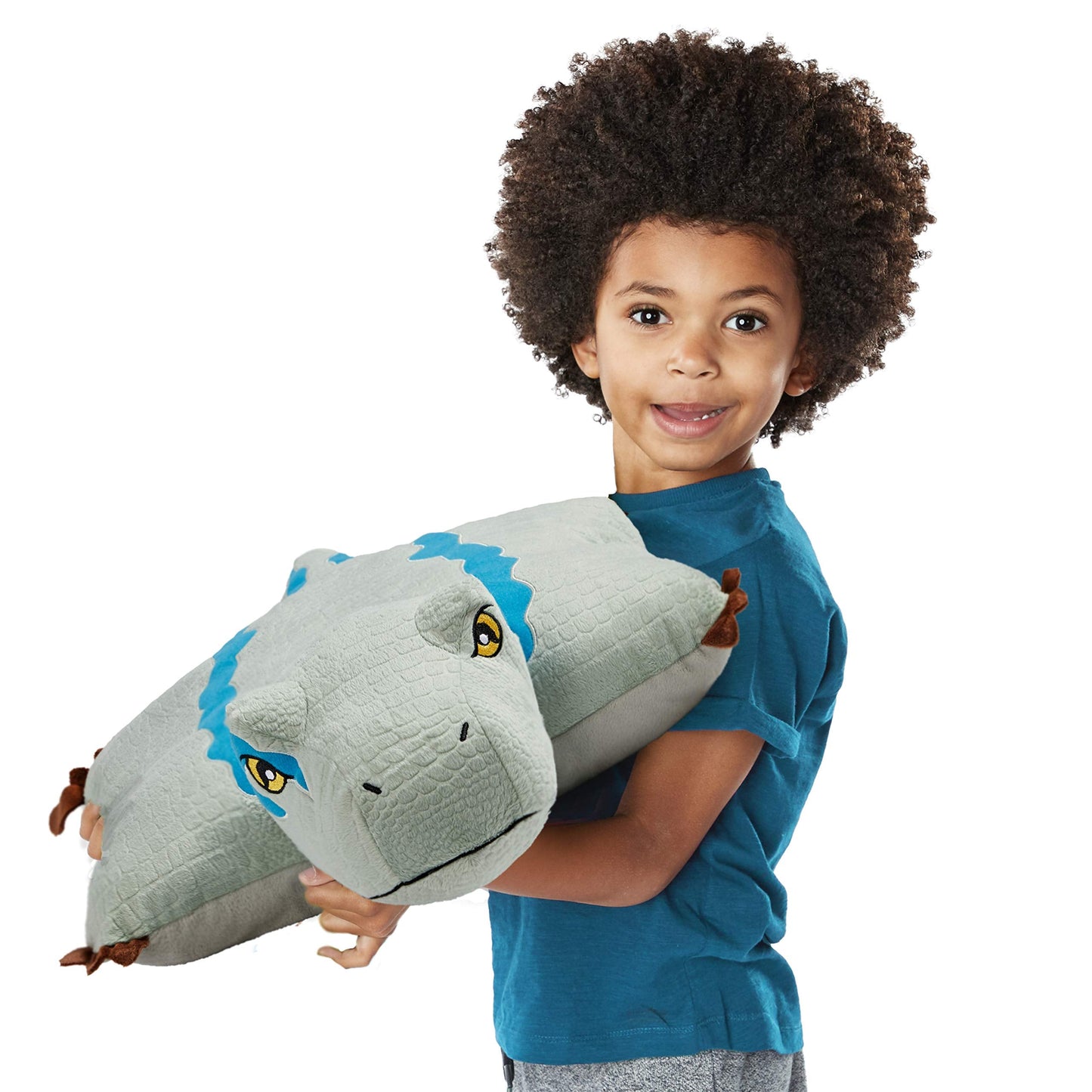 Pillow Pets 16” Blue Velociraptor Stuffed Animal, Jurassic World Dinosaur Plush Toy