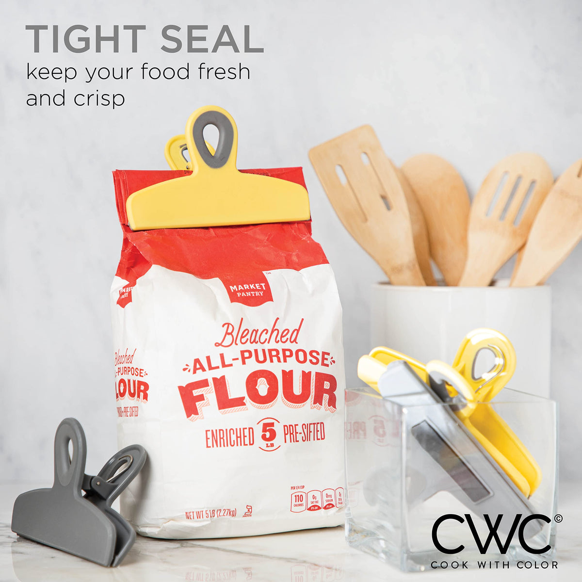 Bag Clips Heavy Duty Chip Clip and Refrigerator Magnet for Food Storage with Air Tight Seal Grip (4 Count)