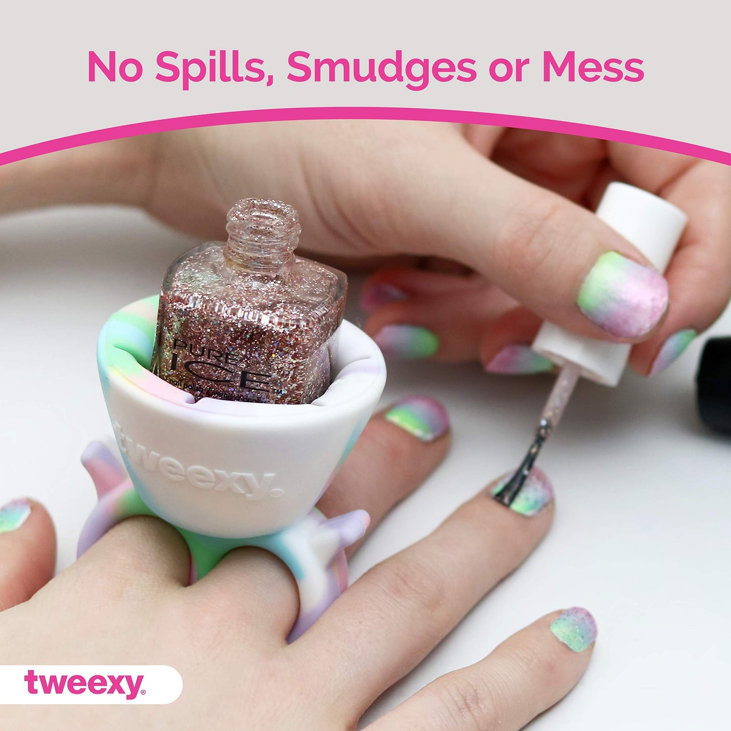 tweexy - 2 pack - Spa Green and Unicorn Wearable Nail Polish Holders