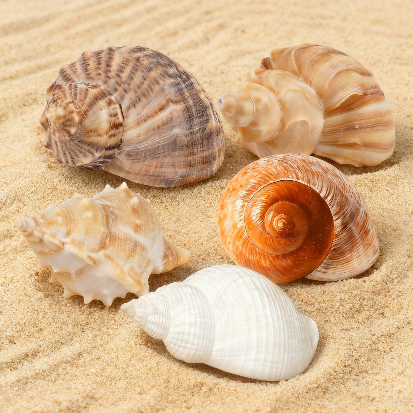 Fectzuea 5Pcs Hermit Crab Shells Natural Sea Conch Size: 2"-3" Turbo Seashells for Hermit Crab Supplies Hermit Crab House for Décor No Paint or Dye (Opening Sizes: 1.2-2 inches)