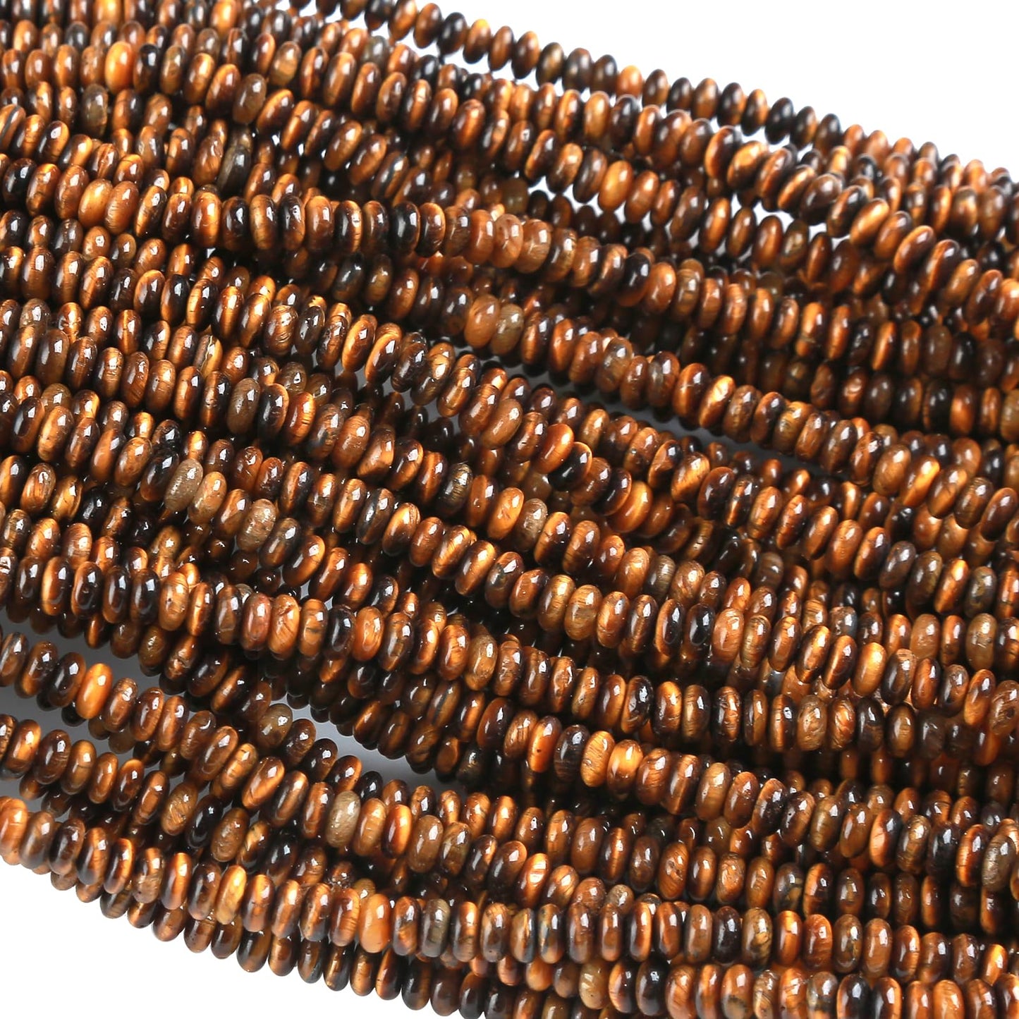 150PCS 2x4mm Natural Yellow Tiger Eye Rondelle Beads Abacus Disk Stone Beads Round Loose Spacer Gemstone Beads for DIY Bracelet Necklace Jewelry Making