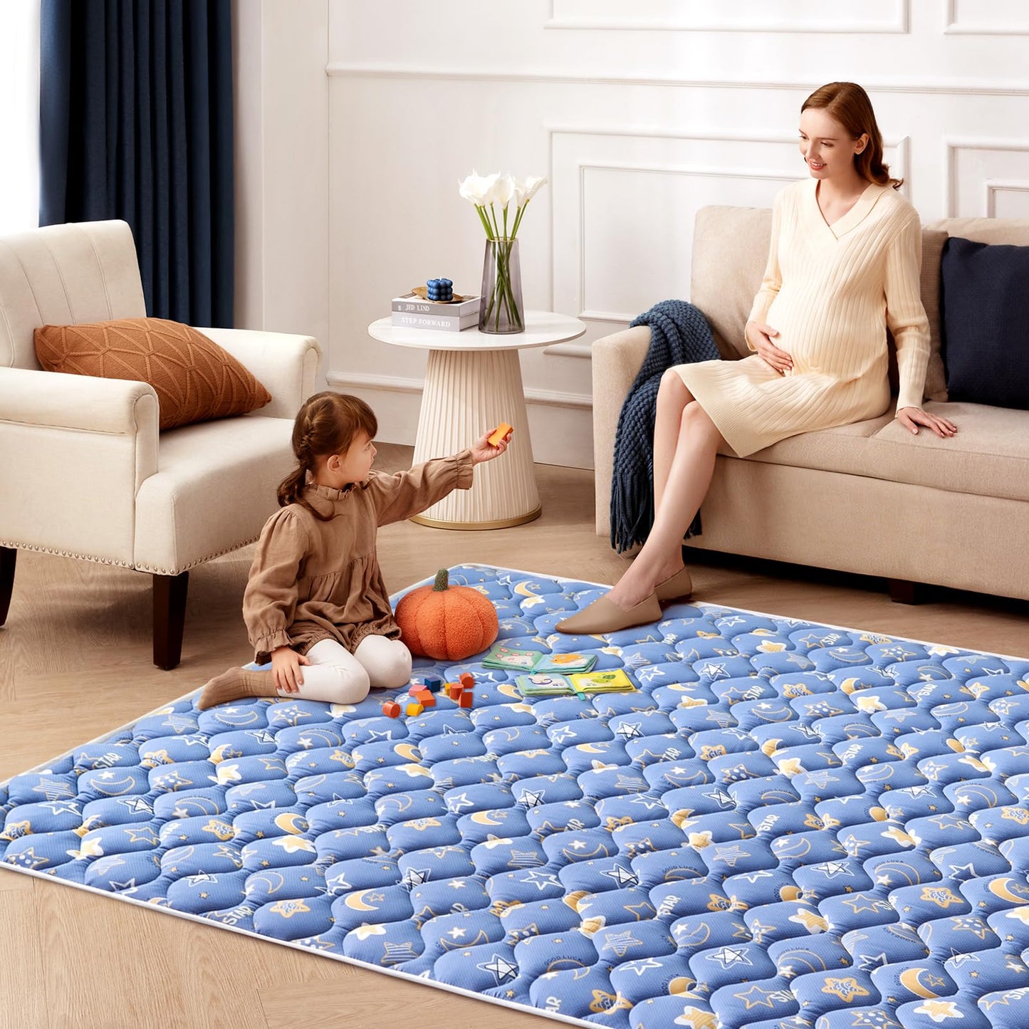 Odorless Premium Foam Baby Play Mat 71" X 59", Extra Large Activity Playmats for Babies,Toddlers, Infants, Soft Thicker Baby Mat for Floor, Play & Tummy Time, Machine Washable for Easy Care