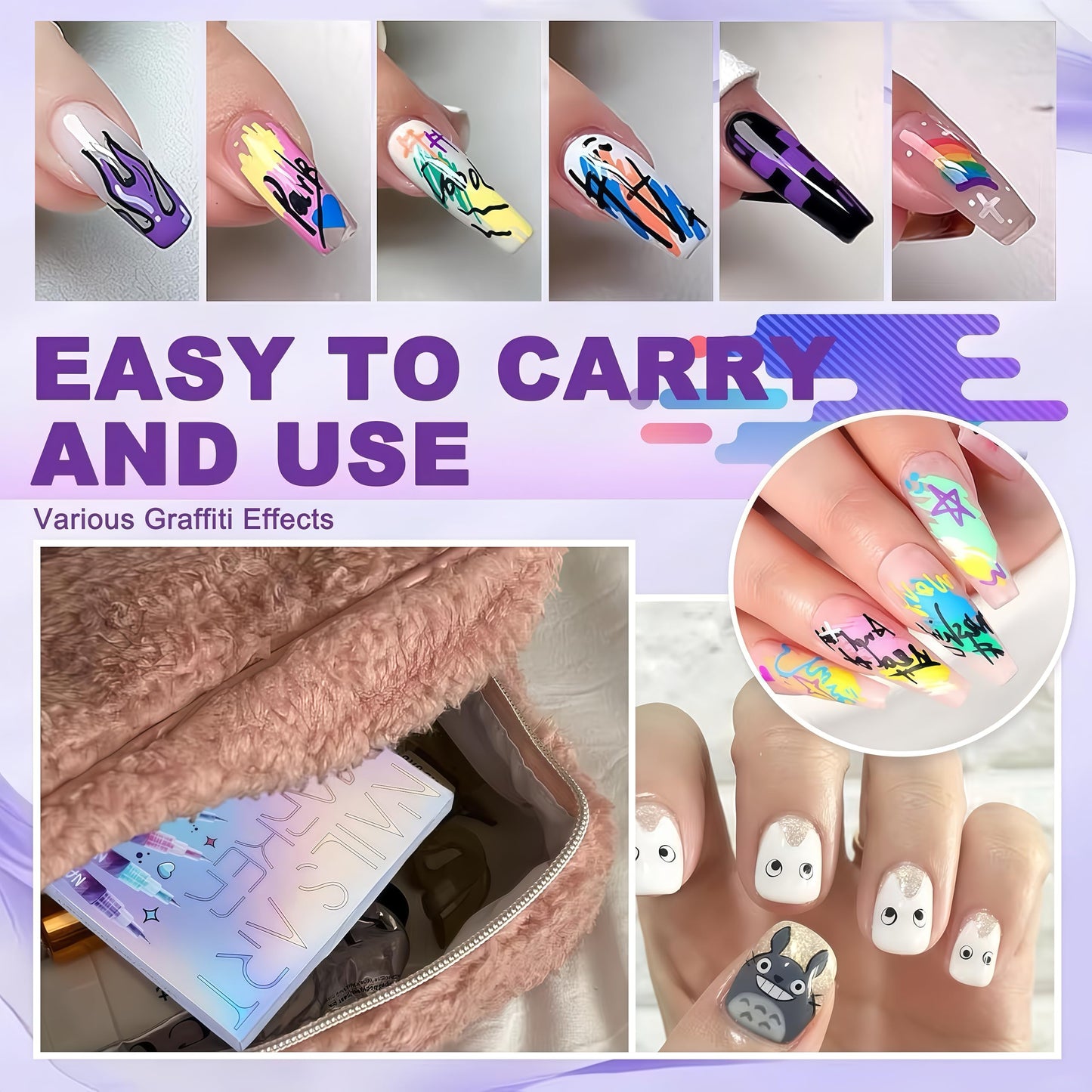 Nail Art Pens Set 12Colors, 0.5mm Fine Tip 3D Acrylic Polish Pen, Waterproof Quick-Drying Dotting Graffiti Drawing Liner Brush, DIY Nail Art Design Manicure Tools for Beginners Women Home Salon Use