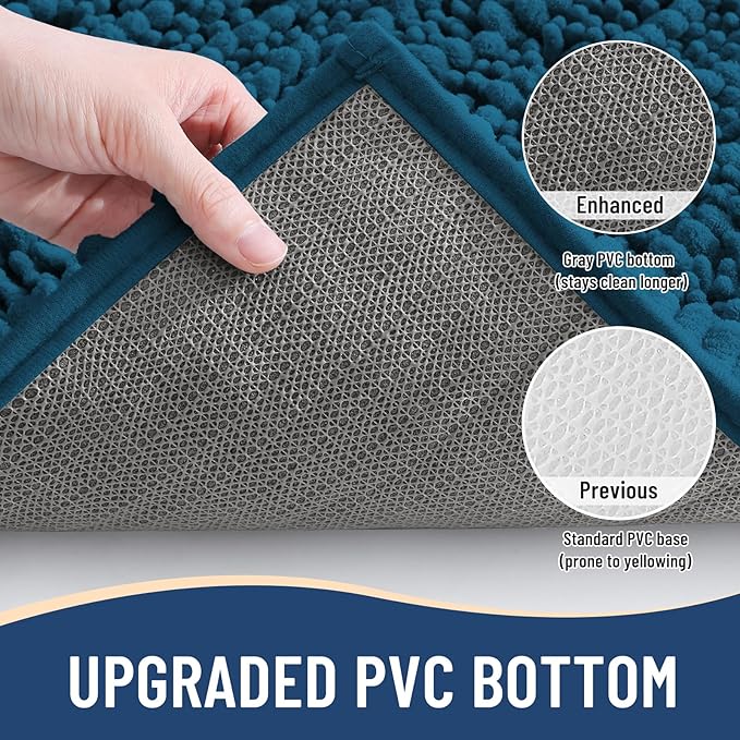 Arotive Luxury Chenille Bathroom Rug Mat, Extra Soft Thick Absorbent Shaggy Bath Rugs, Non-Slip Machine Wash Dry, Plush Bath Mats for Bathroom, Shower and Tub, 44x24, Peacock Blue