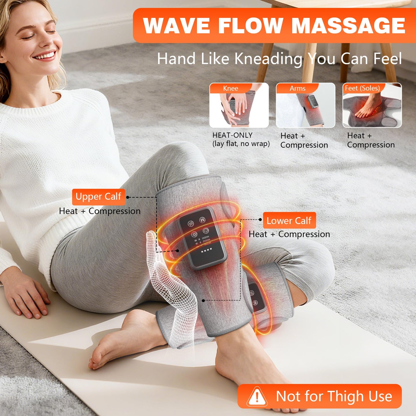 FLORAVIC Mother Gifts for Daily Pain & Comfort Use, Cordless Leg Massager with Heat, Calf Massager with Adjustable Wraps, Relaxing Gifts for Women, Him, Her, Dad, Runner & Seniors