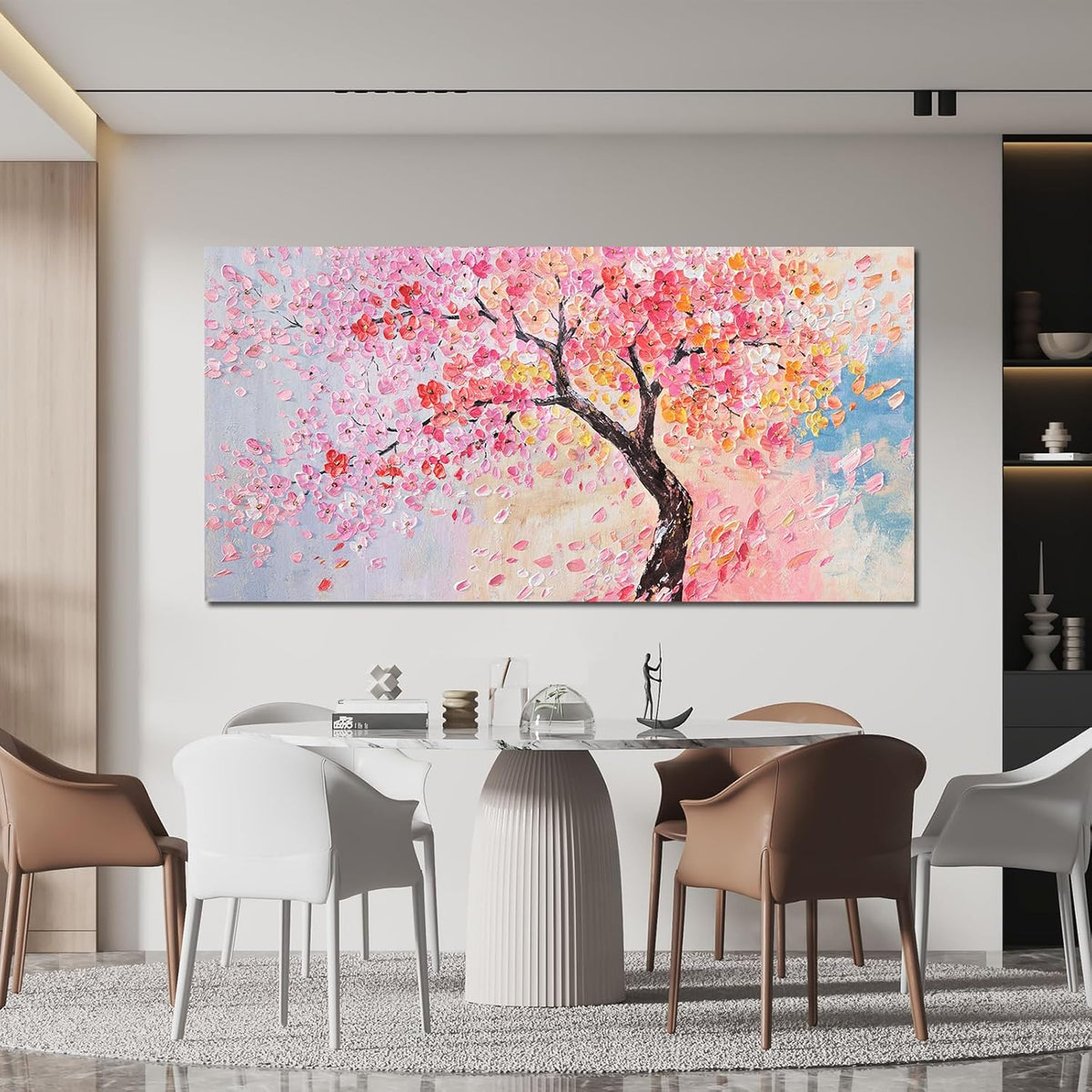 AIXMGSJS Large Canvas Wall Art Decor Artwork for Walls Tree of Life Wall Art for Living Room Canvas Art Wall Decor Vintage Pink Wall Art Prints Artwork for Walls Home Office Decor 24" X 48"