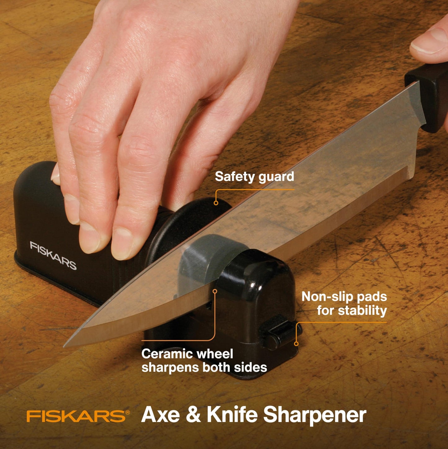 Fiskars Axe and Knife Blade Sharpener - Outdoor and Backyard Tools - Black