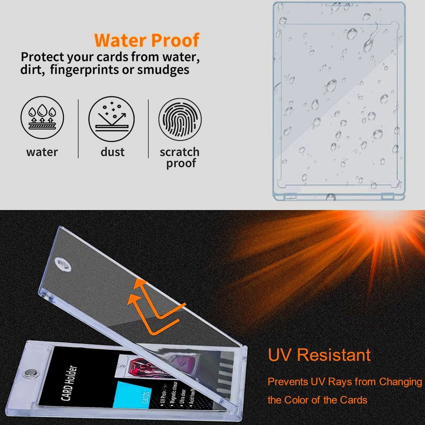 LRANFOW Magnetic Trading Card Holder Hard Card Case with UV Resistant for Cards || 24 Pack 55pt