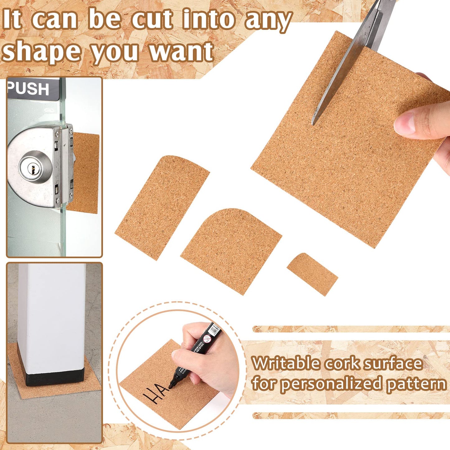 Qunclay 200 Pcs Cork Coaster Backing Self Adhesive Cork Squares Bulk 4 x 4 Inches Board Sticky Tiles Sheets Mat for DIY Crafts Supplies