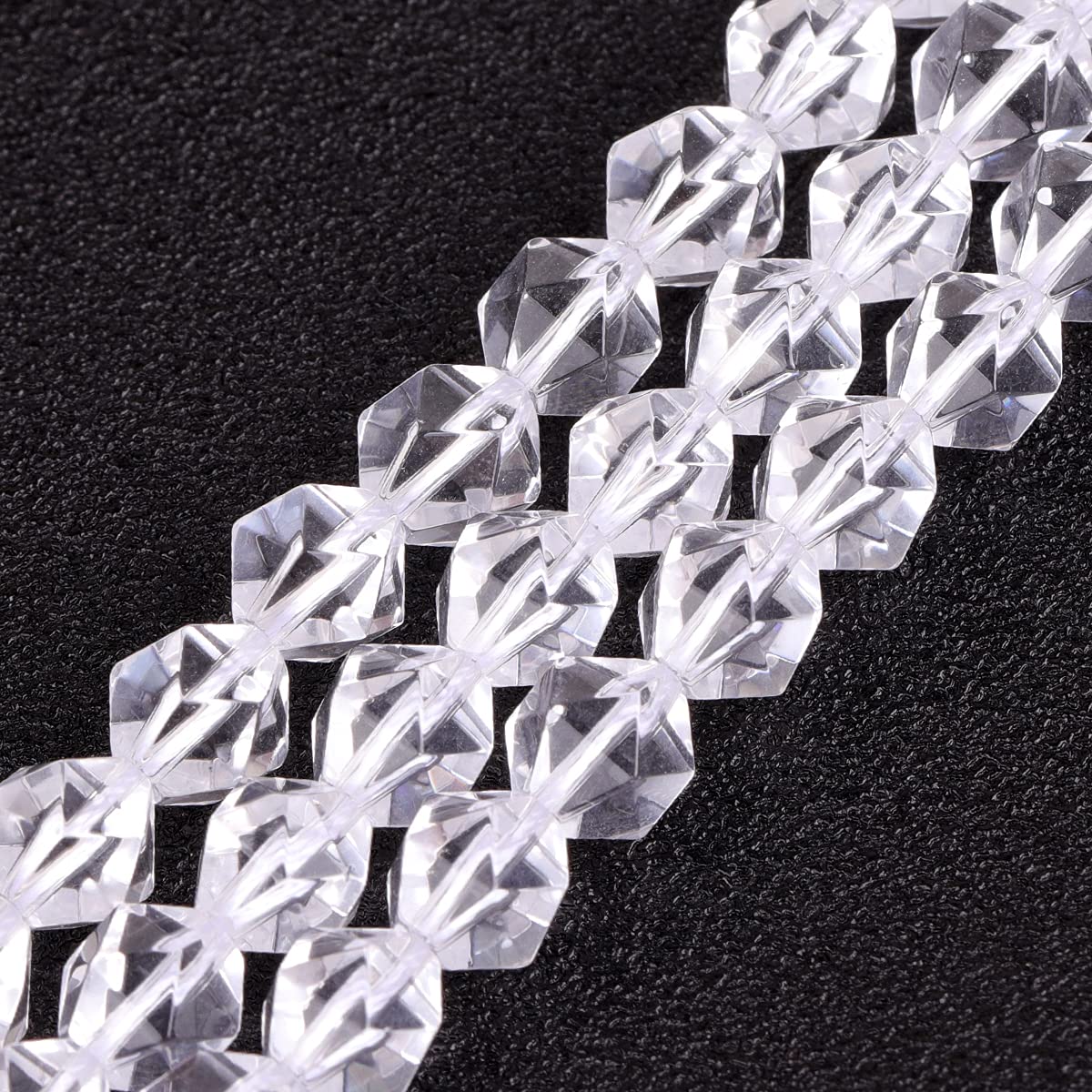 GEM-Inside Natural 8mm White Clear Quartz Gemstone Loose Beads Faceted Cambay Crystal Energy Stone Power for Jewelry Making 15"