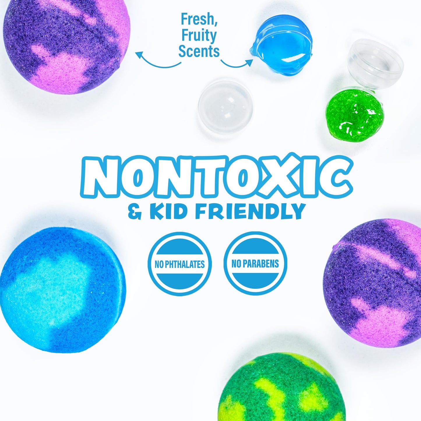 Tub Works Super Goo Bath Slime 'Surprise' Bombs, 6 Pack | Kids Bath Bombs With Surprise Inside | Nontoxic | Stretchy, Squishy Slime Soap | Sensory Fun for Kids