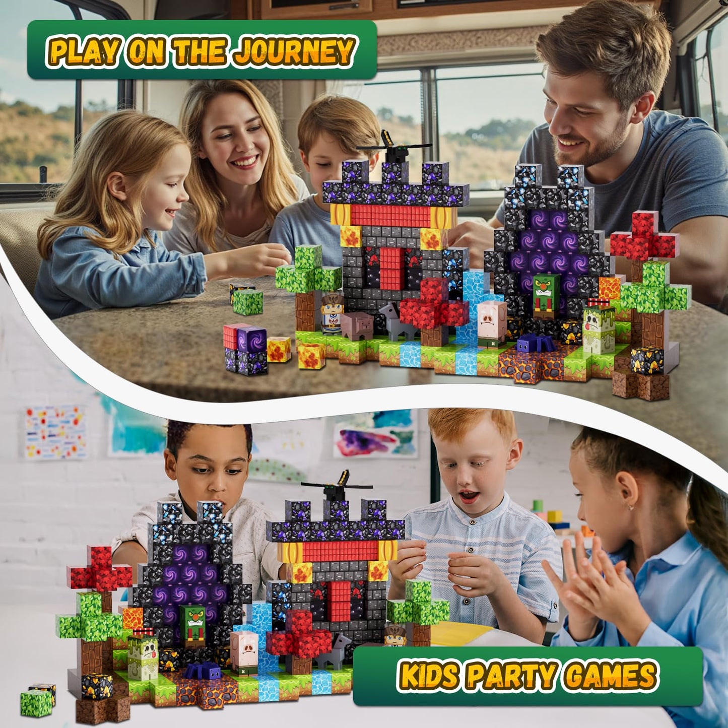 Fitrobust 200 Pack Magnetic Blocks for Kids, STEM Construction Toys with Forest Theme | Creative Educational Games for Ages 3, 4, 5, 6, 7, 8, 9, 10 | Ideal Birthday for Boys & Girls