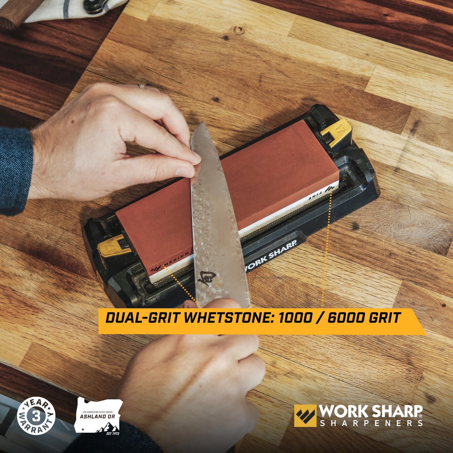 Work Sharp Benchtop Whetstone Knife Sharpener - For Knives & Edged Tools - Kitchen, Pocket, & Fillet Knives