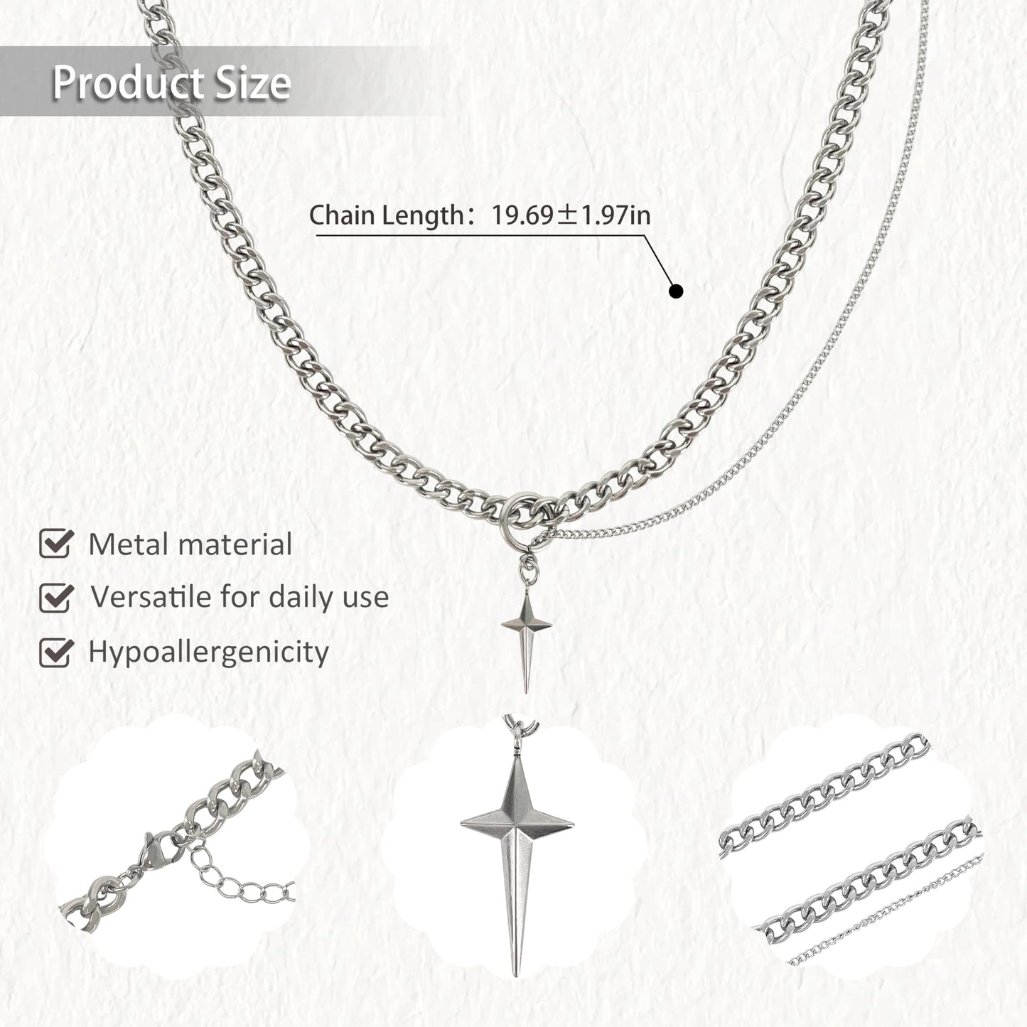 Buyongwant Star Necklace for Women Irregular Y2k Chain Fashion Jewelry Silver