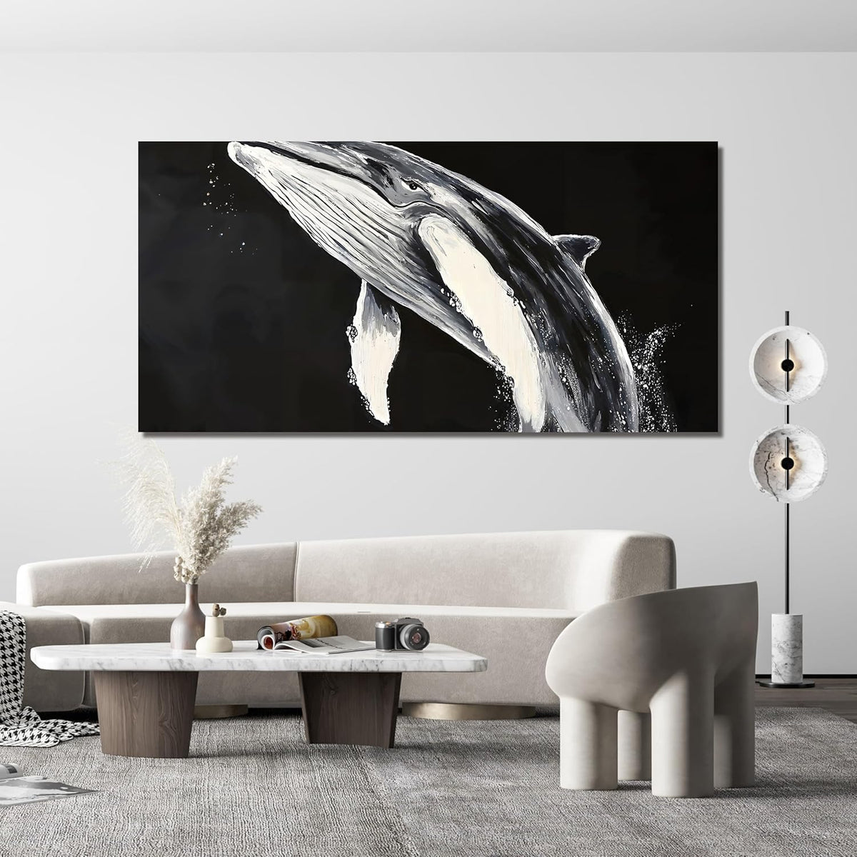 AIXMGSJS Canvas Wall Art Decor Large Black and White Wall Art Prints Minimalist Wall Art for Living Room Large Modern Canvas Art Wall Decor Whales Artwork for Walls Home Office Decor 29" X 58"
