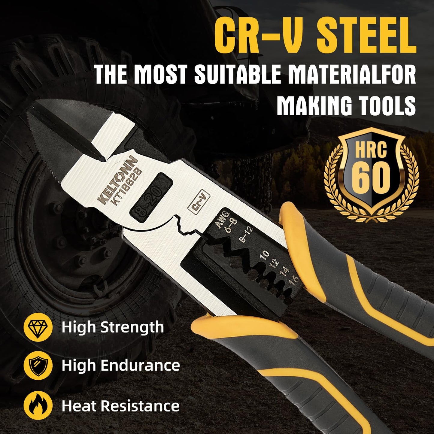 Fancytool Multi-Function Diagonal Pliers, 8-inch 4-in-1 Cr-V Steel Heavy Duty Side-Cutting Pliers with Cutting, Stripping, Crimping, and Gripping for Electricians and Homes