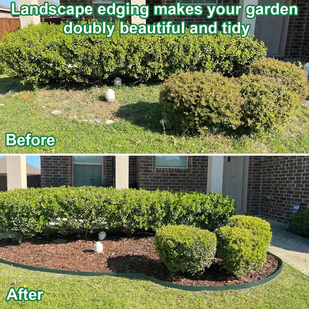 Landscape Edging, 3IN Tall Garden Edging Borders,Flexible Lawn Edging Border Kit,Mini Plastic Fence for Yard Flowerbeds,Grass (Green, 3 in x 49 FT)