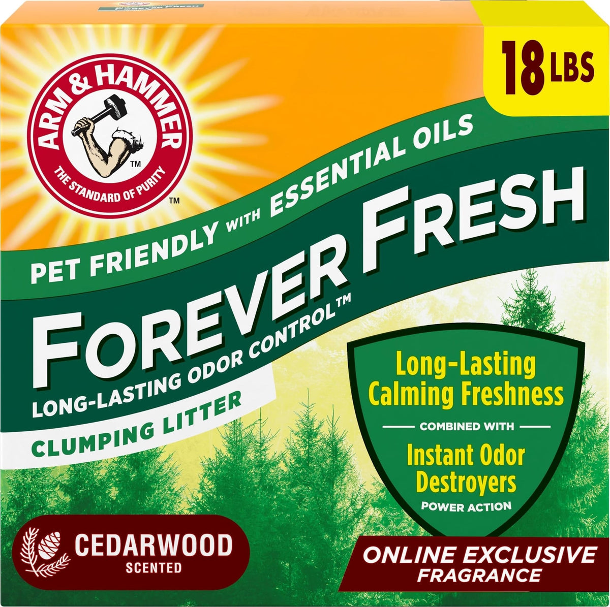 ARM & HAMMER Forever Fresh Cat Litter Cedarwood, MultiCat, 18lbs