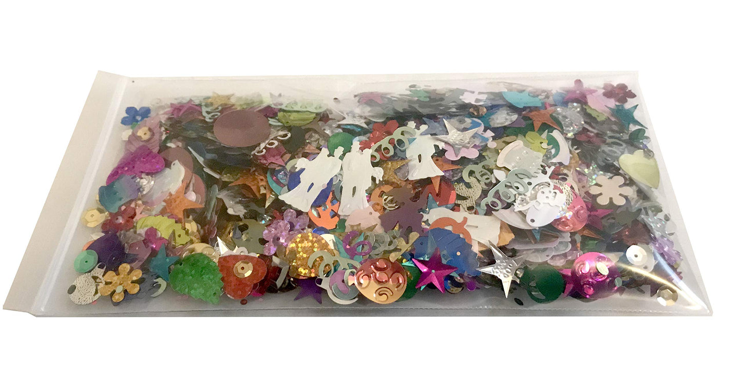 Assorted Sequins & Spangles, Mixed Shiny Colors and Shapes 50 gr