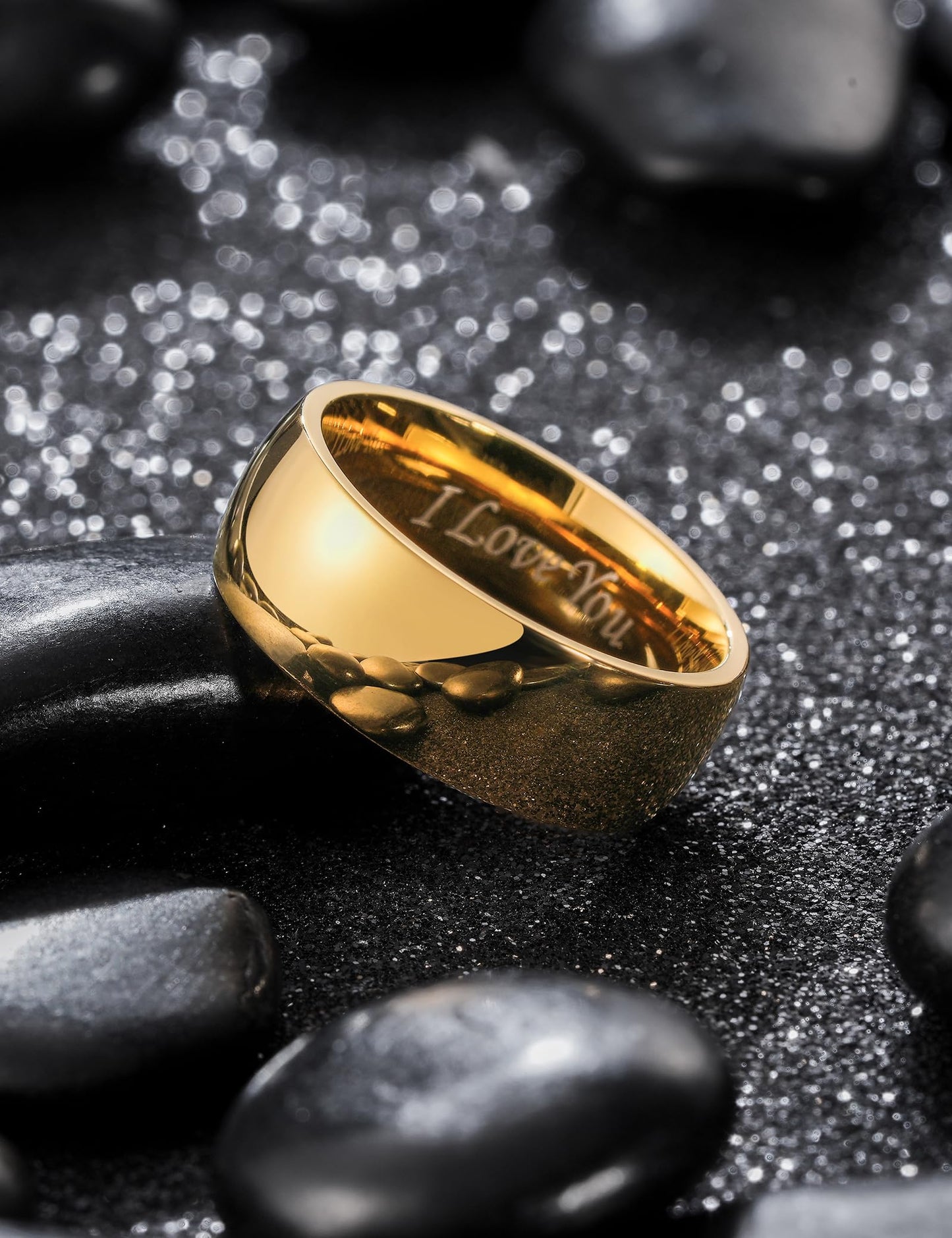 King Will 316LStainless Steel Wedding Ring for Men Women-8mm Width Gold Plated Wedding Band Domed Style Comfort Fit and Durable Size 11