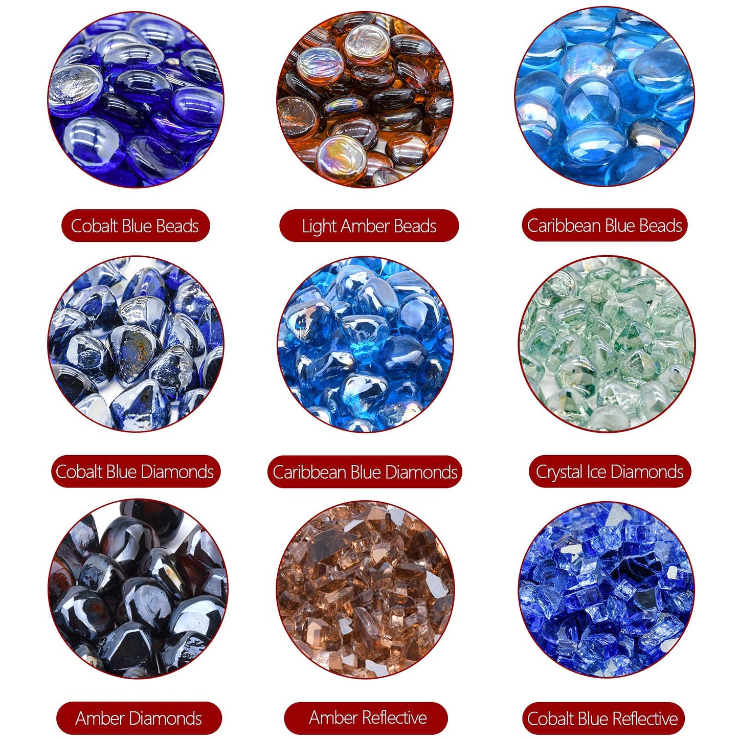 GasSaf 10-Pound 1 inch Diamonds Fire Glass for Gas or Propane Fire Pit Fireplace & Landscaping (Caribbean Blue Luster)