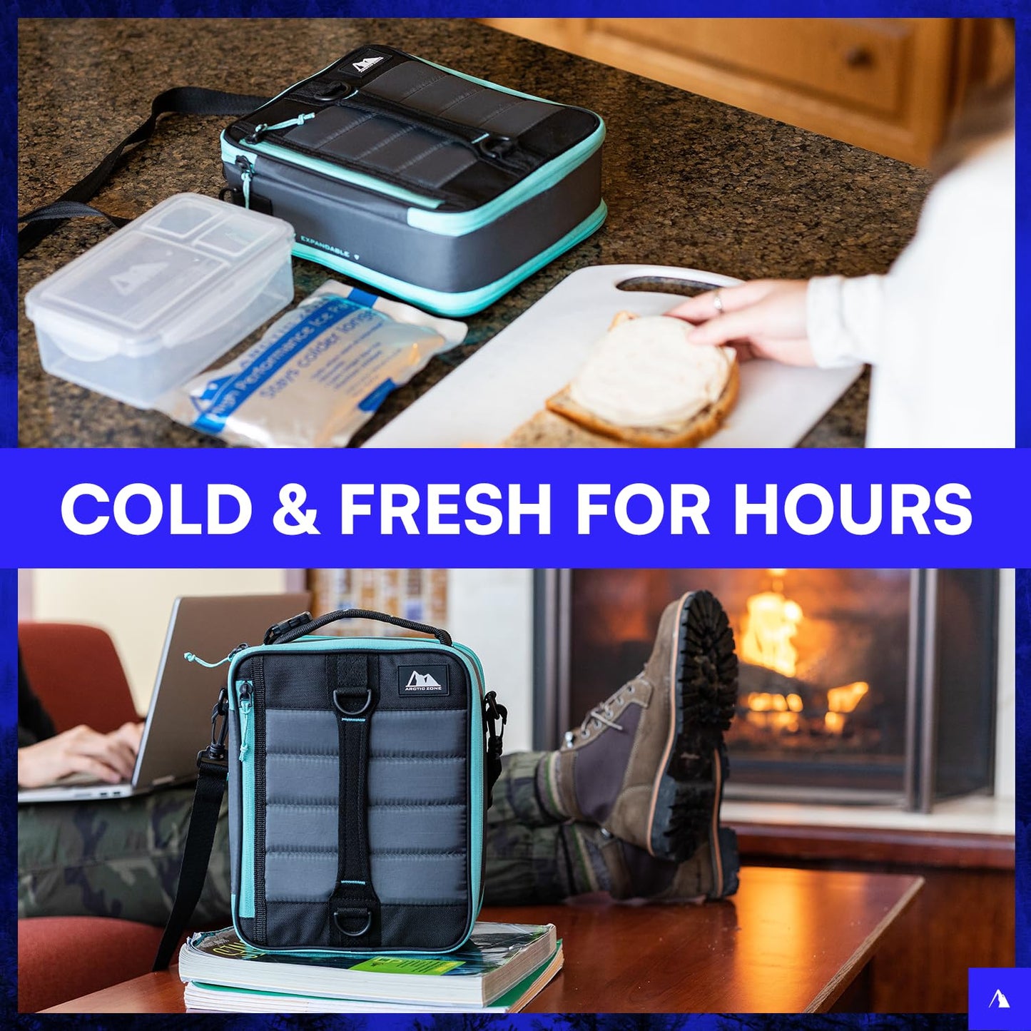 Arctic Zone Ultimate Expandable Insulated Lunch Box, Dual Compartment Insulated - Gray