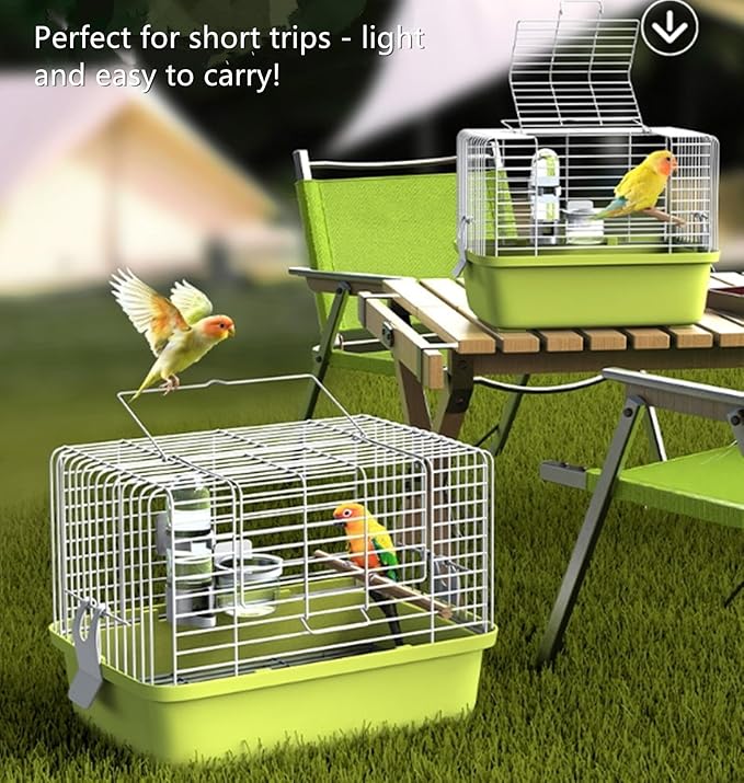 Portable Bird Travel Carrier Cage – 360° Full View Wire Carrier