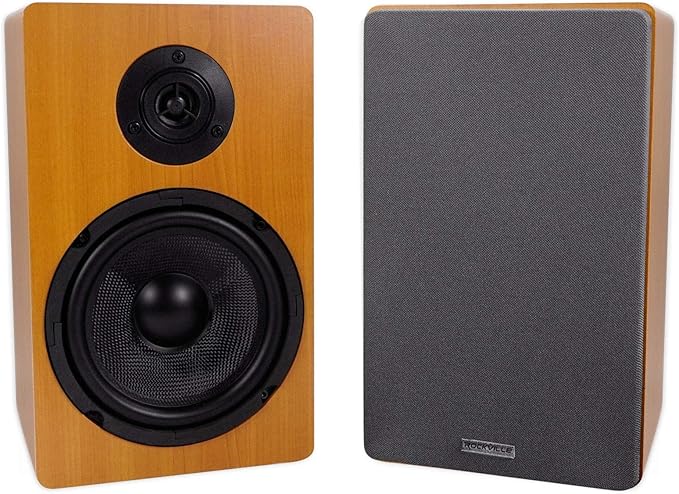 Rockville Pair ROCKSHELF 64C V2 Classic Wood 400W 6.5" Bookshelf Speakers/4 Ohm, Kevlar Woofers, Silk Dome Tweeter, MDF Cabinet, for Home Theater and Stereo Audio