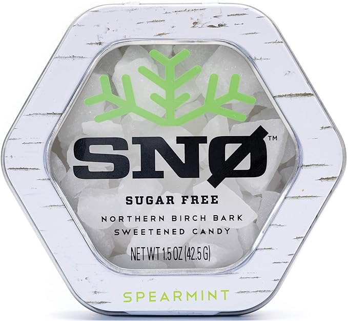 Spearmint KETO Xylitol Candy Chips - SNØ 1.5oz Tin - Sugar-Free Candy With Only 2 Ingredients | Low Carbs, Diabetic-Friendly, Non-GMO, Vegan, GF & Kosher | Purest candy in the world!