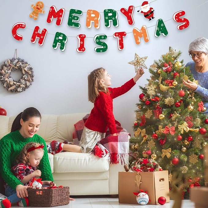 Merry Christmas Paper Garland Banner Kit